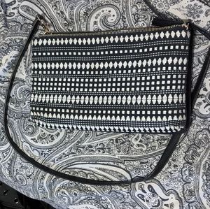 Black and white cross body purse